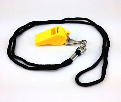 yueton Plastic Coach Whistles with Lanyard, Pack of 6 - color: Yellow