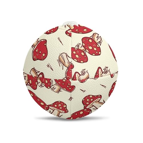 SYtrade Recreational Football Game Footballs PU Composite Leather Footballs for Training Indoor Outdoor - color: Red Mushroom Khaki