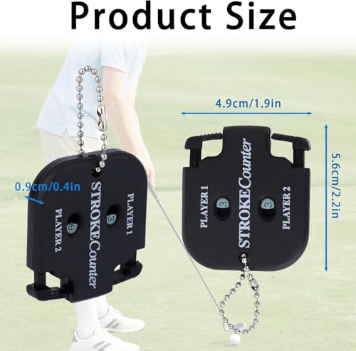 2 Pcs Golf Stroke Counters, Portable Score Keeper with Hanging Rope Mini Square Design 2 Player Stroke Counter Clicker for Golf Training Competitions & Games