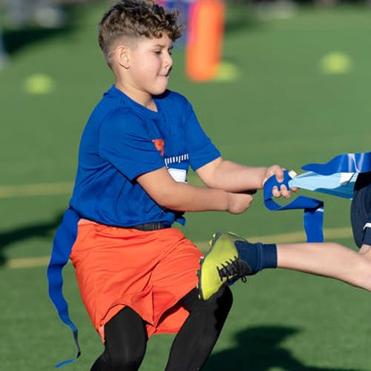 Flag Football Belts, 14 Player Adjustable Flag Football Set With 42 Football Flags,Size 3 Football, Pump and Storage Bag, Size Adjustable Up To 47 Inch Flag Football Belt For Kids,Youths,Adults
