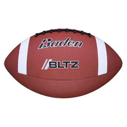 Baden | BLTZ | Rubber Football | Peewee, Junior, Youth, Official Sizes | Individually & 6-Pack w/Pump, Mesh Bag - color: Brown, size: Official Size 9