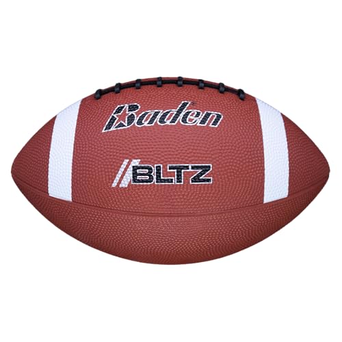 Baden | BLTZ | Rubber Football | Peewee, Junior, Youth, Official Sizes | Individually & 6-Pack w/Pump, Mesh Bag - color: Brown, size: Youth Size 7
