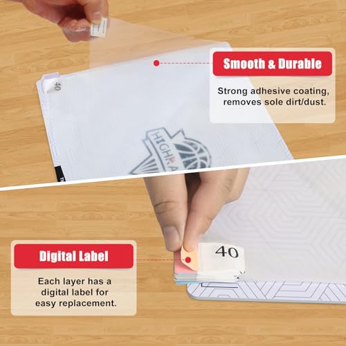 Courtside Basketball Sticky Mat,Non-Slip Sticky Shoe Mat for Basketball Court Shoe Grip,Courtside Shoe Grip Traction Mat,Improves Traction and Cleans Dust,Dirt,Includes 40 Sticky Sheets - style: Replacement Sheets (40)