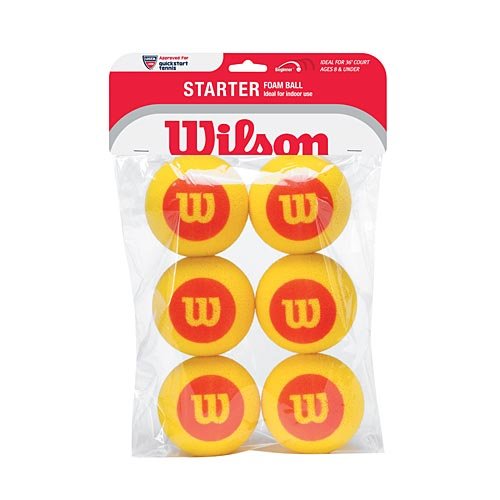 WILSON US Open Starter Foam Balls Pack of 6 (Yellow/Red)