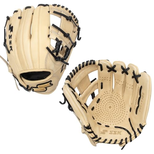 SSK Z5 Craftsman Youth Baseball Glove – 10.5” – 11” – 11.25” – 11.5” Right & Left Hand Throw - color: Camel/Black - I Web, size: 11" - Right Hand Throw