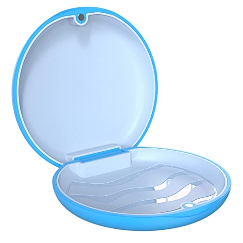 Retainer Case, Aligner Case, Retainer Mouth Guards Travel Case with Removable Food Grade Silicone (Blue Shell+Light Blue Silicone). - color: Blue-1