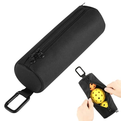 Cosmos Pickleball Ball Holder, Portable Carrying Storage Bag with Hook, Travel Accessory Pouch Holds 3 Pickleball Balls - color: Black
