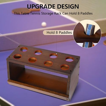 Ping Pong Paddle Holder Wall Mount & Desktop 2-in-1,Table Tennis Racket Display Organizer Holds 8 Rackets, Ping Pong Paddle Storage Rack in Game Room, Man Cave, Office, Home