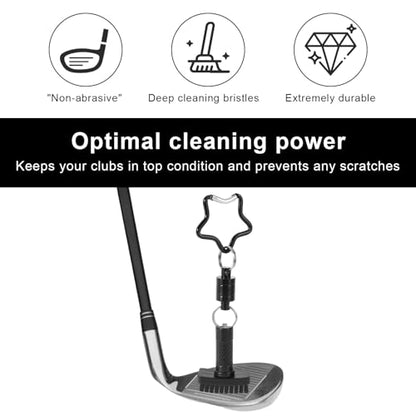 Penitue Mini Golf Club Brush, Portable Golf Brush Tool for Effective Cleaning with Retractable Quick-Release & Magnet Clip for Pants Bags Bristles Brushes and Groove Cleaner in One