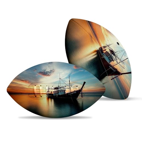 American Football, Official Size 11.9 x 7.3 Inch, Premium Composite Leather High-Grip Ball with Pro-Style Lacing, Unique Prints for Training, Games & Gifts - color: Boat