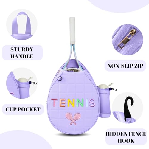 NZNDB Tennis Bags for Women Girl, Tennis Sling Crossbody Backpack, Water Resistant Tennis Bag for Pickleball, Tennis, Racketball - color: Purple