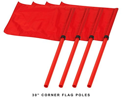 Coaching Combo Sticks Set – 4 Training Poles with 4 Weighted Rubber Bases, 30” Modular Poles, Converts to 5FT Coaching Sticks or Corner Flags – For Soccer Training, Turf, Grass & Indoor Use