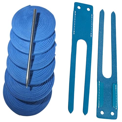TOFL Baseball Glove Lace Kit | 6 Leather Laces, Lacing Needle, Thumb & Pinky Straps | Heavy Duty Baseball Glove Relacing Kit - color: Blue