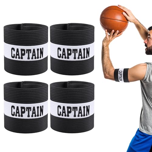 4Pcs Captain Armbands, Captain Arm Bands, Black Adjustable Soccer Captains Armband, Football Rugby Basketball Player Band for Adult Youth Soccer Volleyball Team - color: Black
