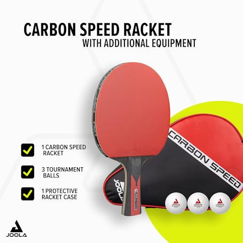 JOOLA Infinity Carbon Professional Table Tennis Paddle with Cover – Ergonomic Comfort Grip - ITTF Approved Rubbers - Competition Paddle for Powerful Spin - Protective Packaging Case
