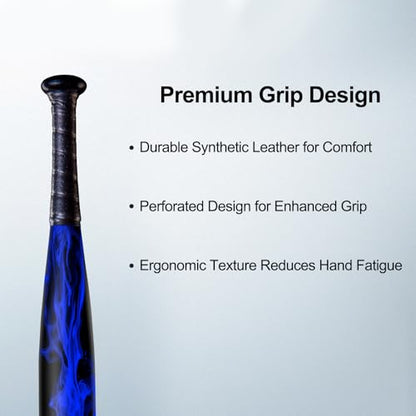 Baseball Bat, Aluminum One Hand 17-Inch Training Bat, Softball Bat, Home/Car/Self Defense, Batting Practice, Aluminum Bat, Truck Tire Checker Bat - color: Blue Flame