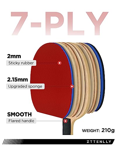 Ping Pong Paddle with Carbon Technology | Performance-Series,7-ply Finest Blade, Expert Speed/Edge/Balance, Thicker Protector Case | Table Tennis Racket for Professional - color: 2-Pack, style: Balance