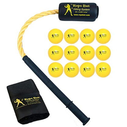 Rope Bat - The Original Patented Rope Bat Swing Trainer w/ 12 Soft Training Balls - Baseball & Softball Swing Trainer, Training Tool, Batting Aid