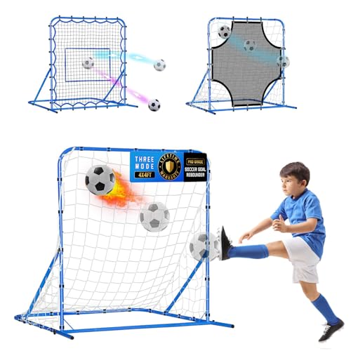Soccer Baseball Rebounder Net, Soccer Goal Net, Volleyball Softball Rebound Pitchback Net Quick-Switch Angle Training for Control, Passing Practice, Bounce Back Rebounder Goals Gifts Trainer Equipment - size: 4FTx4FT