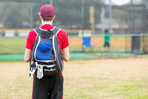 Athletico Baseball Bat Bag - Backpack for Baseball, T-Ball & Softball Equipment & Gear for Youth and Adults | Holds Bat, Helmet, Glove, & Shoes |Shoe Compartment & Fence Hook - color: Black