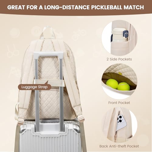 Tennis Bags for Women, Quilted Tennis Racket Bag Backpack for Tennis Racquet, Pickleball Paddles, Badminton