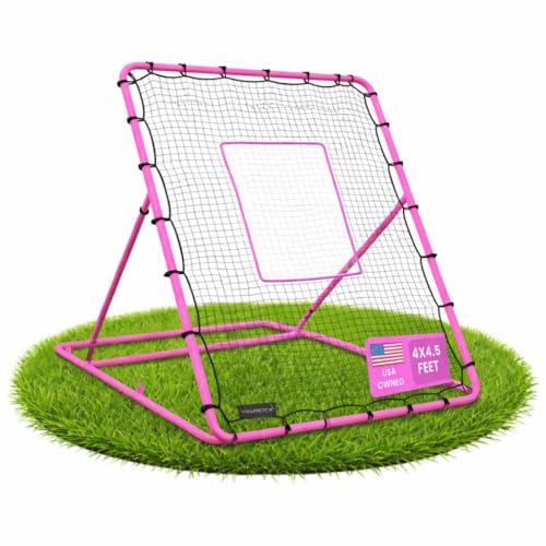 VELOCITY Adjustable Baseball Rebounder Net with 3 Return Angles, 4x4.5 Feet Soft Ball and Baseball Net for Skill Development Multi Sport Pitchback Feilding Trainer for Solo Practice