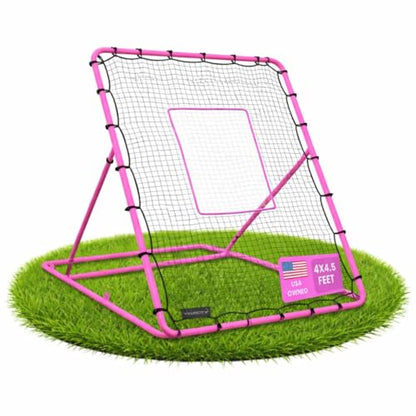 VELOCITY Adjustable Baseball Rebounder Net with 3 Return Angles, 4x4.5 Feet Soft Ball and Baseball Net for Skill Development Multi Sport Pitchback Feilding Trainer for Solo Practice