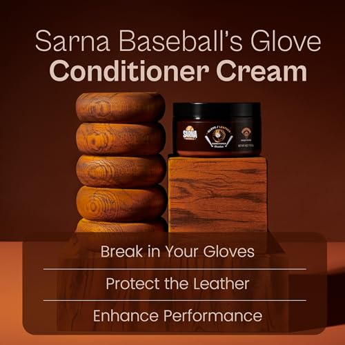 SARNA BASEBALL Glove Conditioner, Cream, 4 Oz – Break in Faster, Keep Leather Maintained – Glove Conditioner for Mitts & Softball Gear Made in USA - size: 4oz Baseball