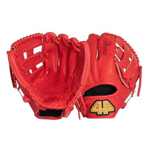44 PRO BB Stock Rise Baseball Glove for Youth & Little Leagues, Age 8-12, Infield & Outfield, 11.5", H-Web, Easy Break-in, Narrow Fit & Lightweight Design - color: Red, size: Right Hand Throw