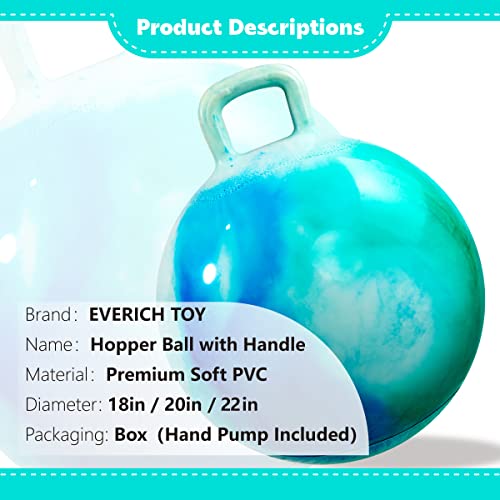 Hopper Ball, Clouds Hopping Toys for Kids, 20 Inch Bouncy Ball with Handle, Inflatable Bouncing Hoppity Hop Toys for Boys and Girls Gifts