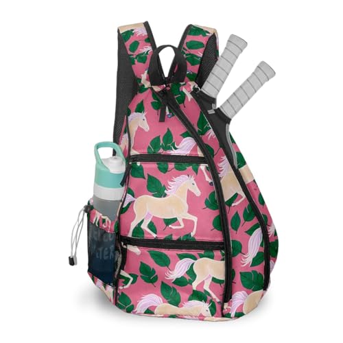 Pickleball Bag Horse Pink Pickle Ball Backpack for Women Men Premium Lightweight Crossbody Sling Bag Sports Backpack for Pickleball Paddle Tennis - color: Horse Pink