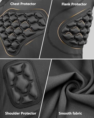 Youth Football Padded Shirt Chest Rib Protector Boys Heart Guard Sternum Protection Kids Rugby Undershirt - size: Small