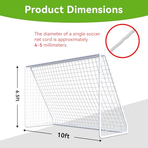 Soccer Goal for Backyard, 10 * 6.5ft Soccer Goal Net, Soccers Replacement Goal Nets, Portable Kids Training Soccers Net for Sports Match Training