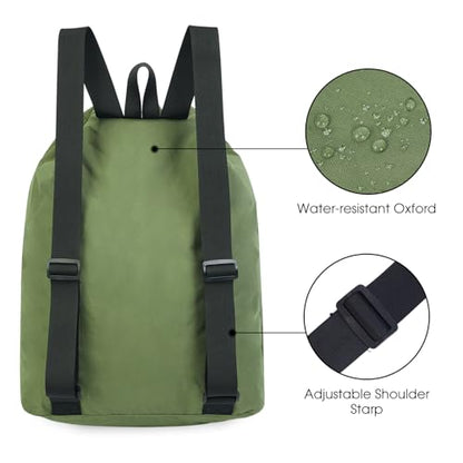 WANDF Swim Bag Mesh Drawstring Backpack Beach Backpack for Swimming, Gym, and Workout Gear - color: Green
