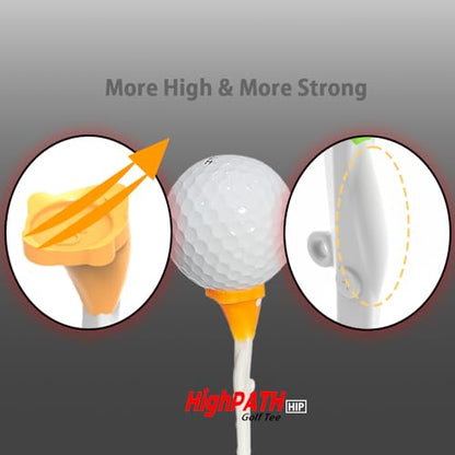 BIRDIE79 High Path Golf Tee Set – Upgraded Premium Adjustable Height Tees, 5° Launch Angle, Reduces Hooks & Slices, High Visibility, Stable 20mm Head (9 Pcs)