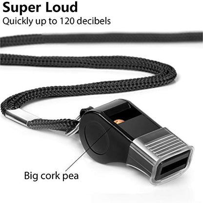 Fya Whistle with Lanyard and Mouth Grip, Super Loud Sports Whistles, Perfect for Coaches, Referees, Emergency, Lifeguard, Survival, Outdoor - color: Black