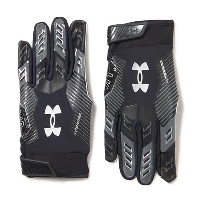 Under Armour F9 Nitro Football Gloves - color: (001) Black / Castlerock / Metallic Silver, size: Medium