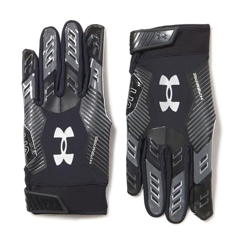 Under Armour F9 Nitro Football Gloves - color: (001) Black / Castlerock / Metallic Silver, size: Large