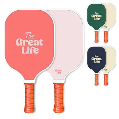 Premium Pickleball Paddle | Carbon Fiber | Beginner Friendly | 6in. Handle | Honeycomb Core | Lightweight | Single Paddle + Paddle Cover Included | Retro & Stylish