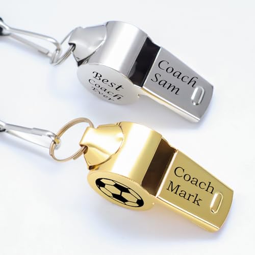 Custom Whistle with Lanyard Stainless Steel Sports Whistles Loud Adult Whistle Gift for Coach Referee Teacher Sports Lover Silver Gold Rose Gold Black Custom Whistle for Adult