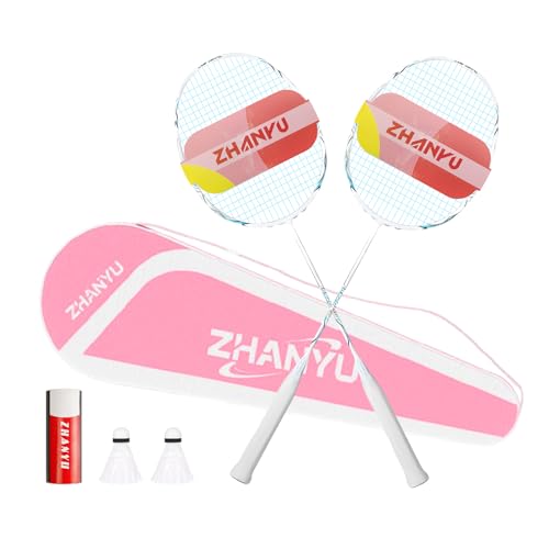 Badminton Rackets,Badminton Racket Set,Both Offensive and Defensive,Composite Carbon Ultra Light 82g Professional Training Racket,Including 2 Rackets,2 Shuttlecocks,and 1 Bag - color: 021-white