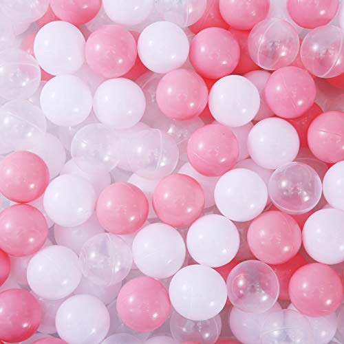 Ball Pit Balls for Toddlers 1-3, 200pcs Crush Proof Plastic Balls for Girls Ball Pit, BPA Free Non-Toxic Play Balls for Baby Pool, Playhouse, Tent, for Dogs & Pets, White, Clear & Pink - color: Mc-pink, size: 200 pcs