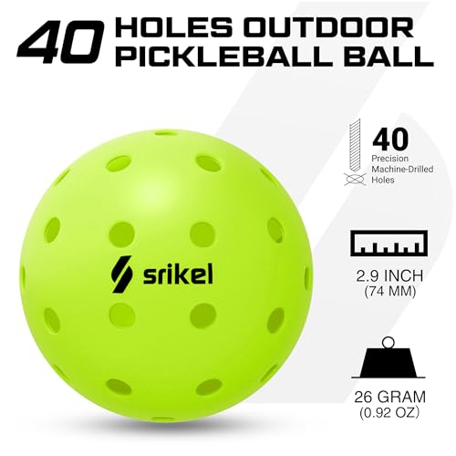 Pickleball Balls-USAPA Approved Outdoor/Indoor Pickleballs,Seamless Roto-Molded Design for Durability,Crack-Resistant 40-Hole Pickle Ball for Beginner Intermediate Pro Player,6/12/36/50/100Pack