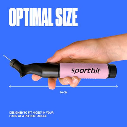 SPORTBIT Ball Pump for Sports Balls - Push & Pull Inflating System - Hand Pump for Exercise Balls - Volleyball Pump, Basketball Inflator, Ball Air Pump - Goes with 5 Needles Set
