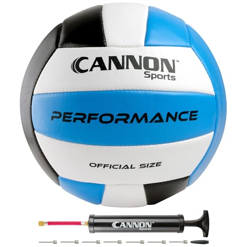 Cannon Sports Official Size Volleyball - Waterproof Soft PU Cover for Indoor Outdoor Volleyball – Perfect for Team Games, Training, Recreational, Beach Play - Pump Included - color: Black/White/Royal Blue