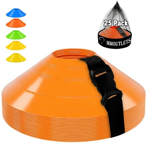 75/50/25 Pack, Pro-Grade Soccer Training Cones Set, Durable Agility Soccer Cones with Carry Bag & Strap Holder Ideal for Sports Training, Football, Soccer, Basketball- Trusted by Coaches & Athletes - color: Orange