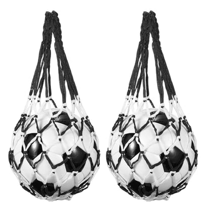 uxcell Basketball Net Bags, Nylon Soccer Ball Holder Portable Multifunctional Single Ball Mesh Net Bag for Storage Basketball Soccer Rugby Balls - color: Black/White