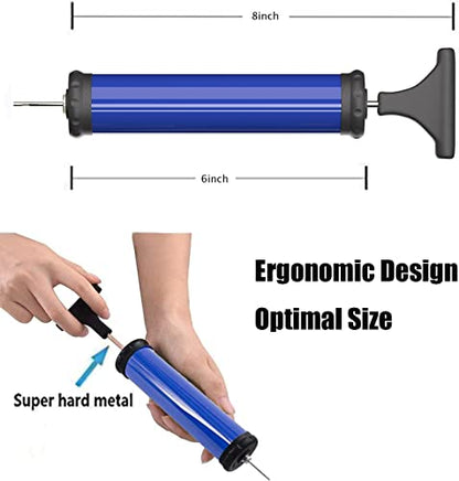 DDUO Portable Ball Pump,Air Pump Inflator Kit with Needle,Nozzle, Extension Hose for Basketball Football Volleyball Rugby Exercise Sports Ball - style: Manual / Blue