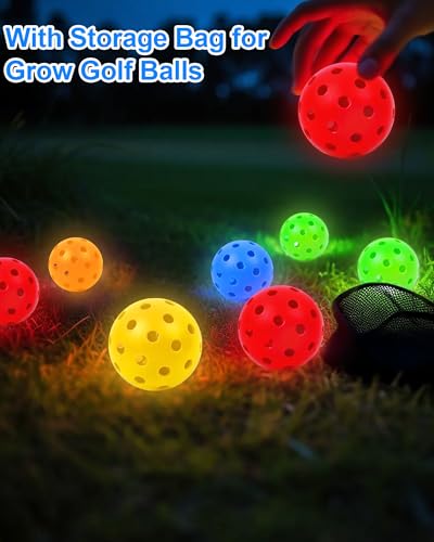 HOTWIND 6 Pack Glow in The Dark Backyard Golf Balls 3" Replacement Practice Balls with Storage Bag Fun Night Golfing Gift for Men Women Family Outdoor Party Play - style: 6 Glow in the Dark Golf Balls
