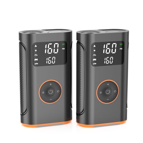 (New Upgrade) ZSX Tire Inflator Portable Air Compressor-160 PSI Air Pump with Memory Function, Electric Bike Pump with Tire Pressure Gauge, Tire Inflator for Car, Gifts for Men Husband Father - color: A-portable Air Pump-2 Pack